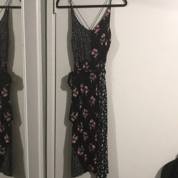 mixed print midi dress